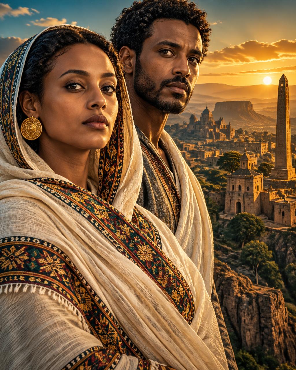 The Journey film leads overlooking a historic city at sunset